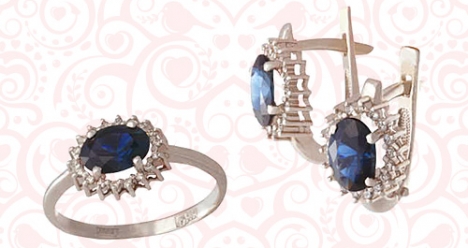 Ювелирный гарнитур кольцо и серьги с сапфирами!!!
